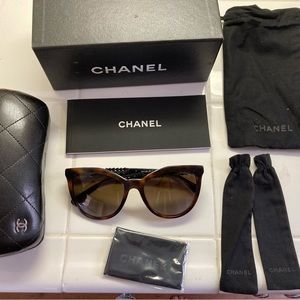 CHANEL Sunglasses, Dark Brown Tortoise Shell with Beautiful Arms